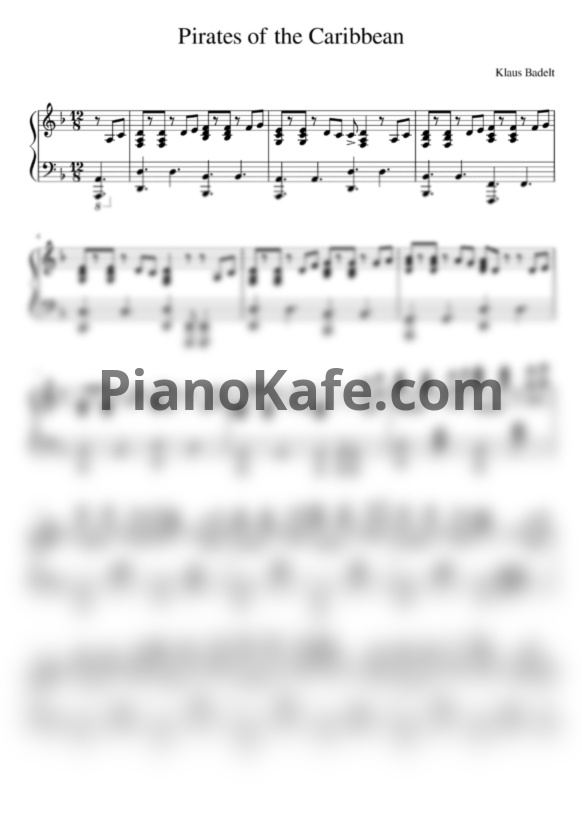 Ноты Klaus Badelt - He's a Pirate (Piano sheet music) - PianoKafe.com