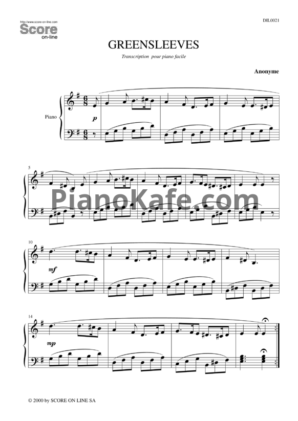 Ноты David Nevue - Greensleeves (Версия 2) - PianoKafe.com