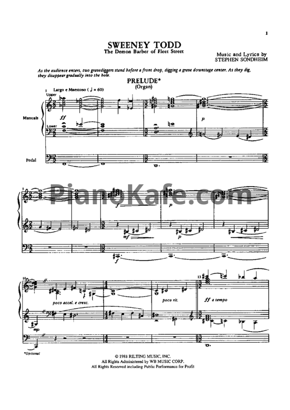 Ноты Stephen Sondheim - Sweeney Todd (Книга нот) - PianoKafe.com