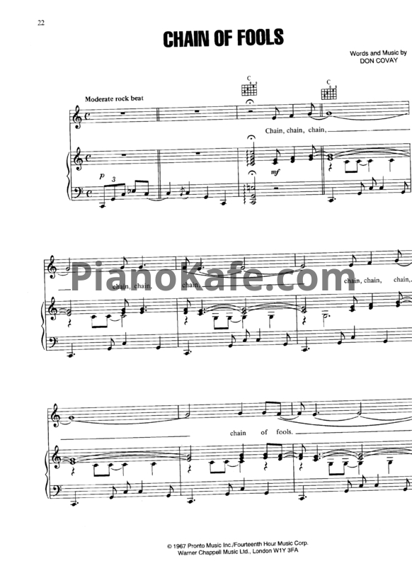 Ноты Aretha Franklin - Chain of fools (Версия 2) - PianoKafe.com