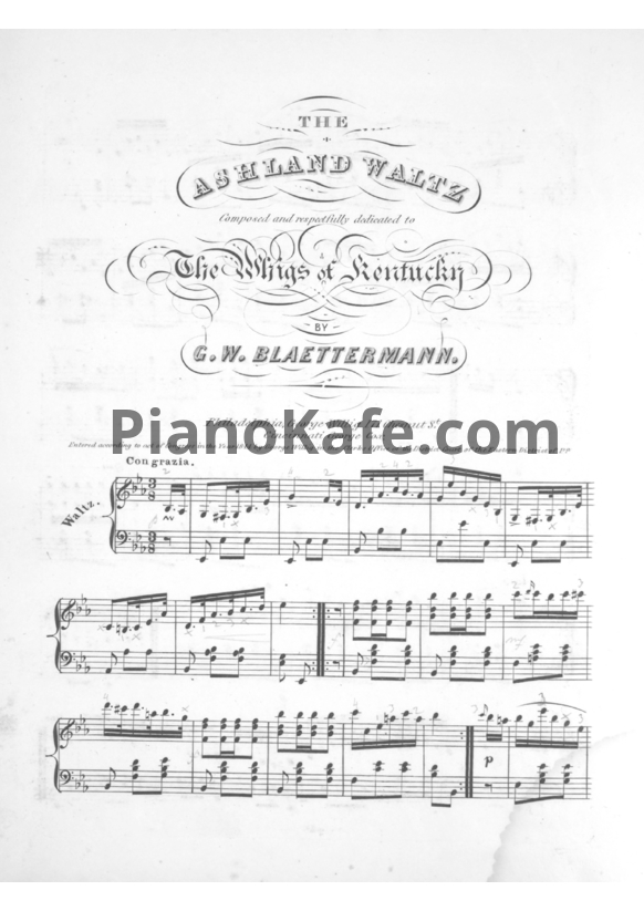 Ноты C. W. Blaettermann - Ashland waltz - PianoKafe.com