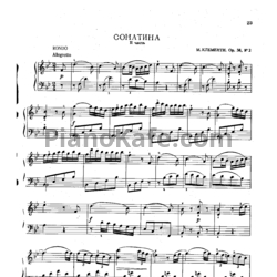 Ноты Муцио Клементи - Сонатина (2 часть) Op. 36, №2 - предпросмотр