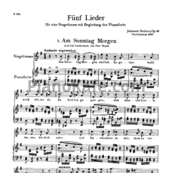 Ноты И. Брамс - Пять песен (op. 49) - предпросмотр