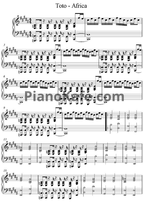 Ноты Weezer - Africa - PianoKafe.com