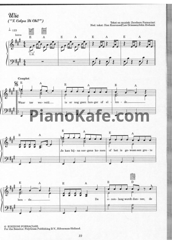 Ноты Marco Borsato - Wie - PianoKafe.com