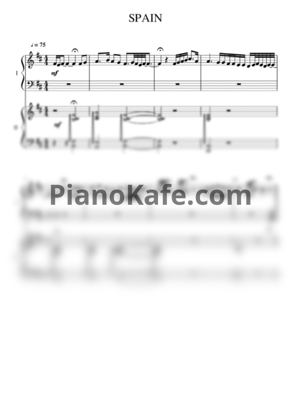 Ноты Chick Corea - Spain (для двух фортепиано) - PianoKafe.com