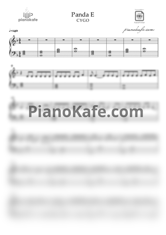 Ноты CYGO - Panda E (Piano cover) ре минор - PianoKafe.com