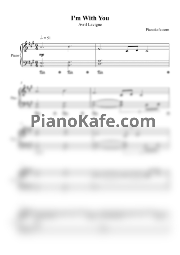 Ноты Avril Lavigne - I'm with you (Piano cover) - PianoKafe.com
