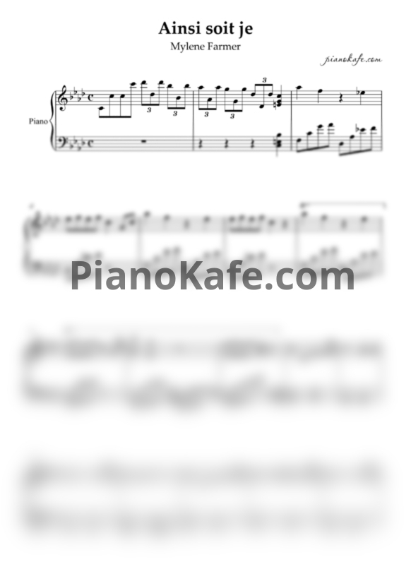Ноты Mylene Farmer - Ainsi soit je - PianoKafe.com