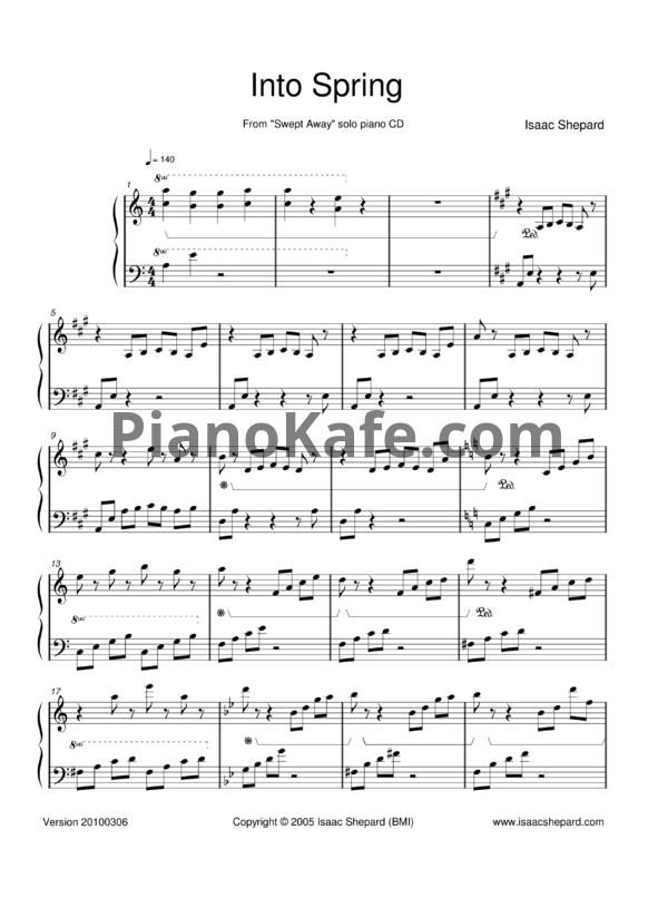 Ноты Isaac Shepard - Into spring - PianoKafe.com