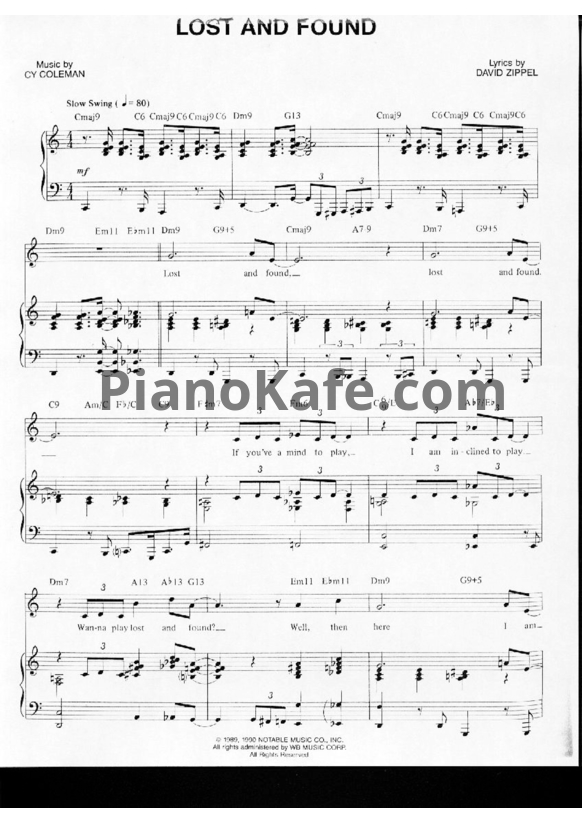 Ноты Cy Coleman - Lost and found - PianoKafe.com