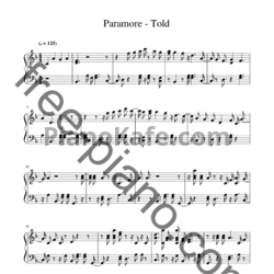 Ноты Paramore - Told you so - предпросмотр