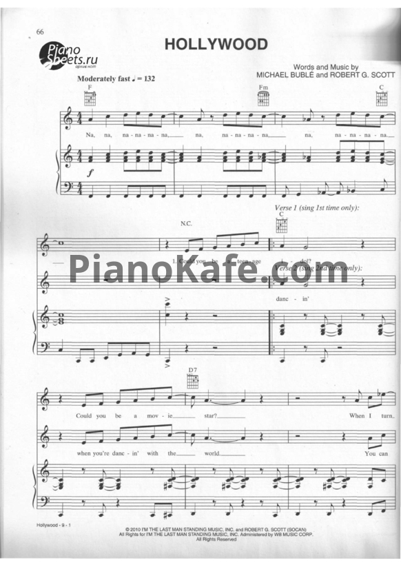 Ноты Michael Buble - Hollywood - PianoKafe.com