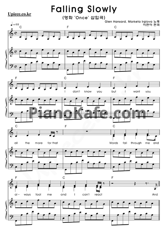 Ноты Glen Hansard & Marketa Irglova - Falling Slowly - PianoKafe.com