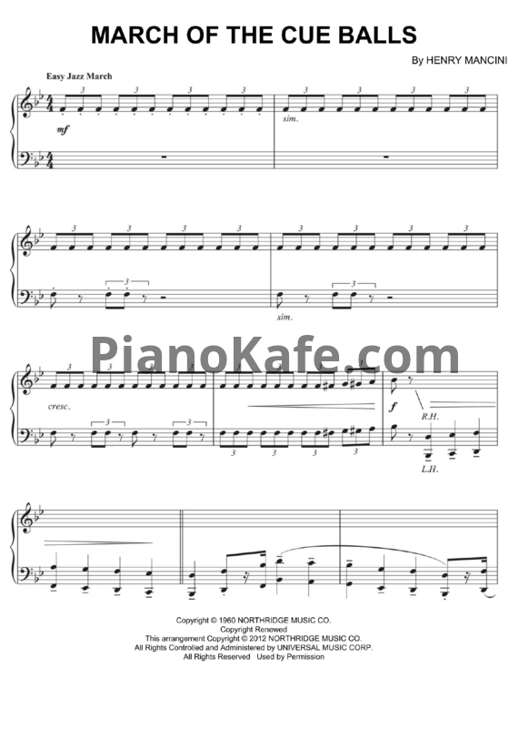 Ноты Henry Mancini - March of the cue balls - PianoKafe.com