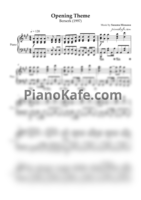 Ноты Susumu Hirasawa - Berserk opening theme - PianoKafe.com