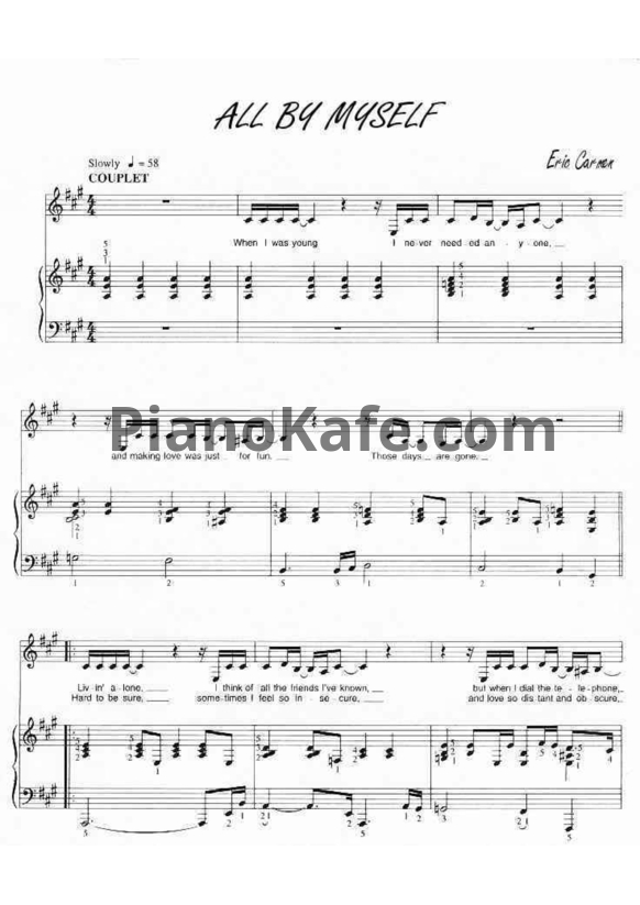 Ноты Celine Dion - All by myself - PianoKafe.com