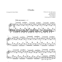 Ноты Coldplay - Clocks - предпросмотр