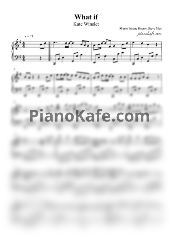 Ноты Kate Winslet - What if - PianoKafe.com