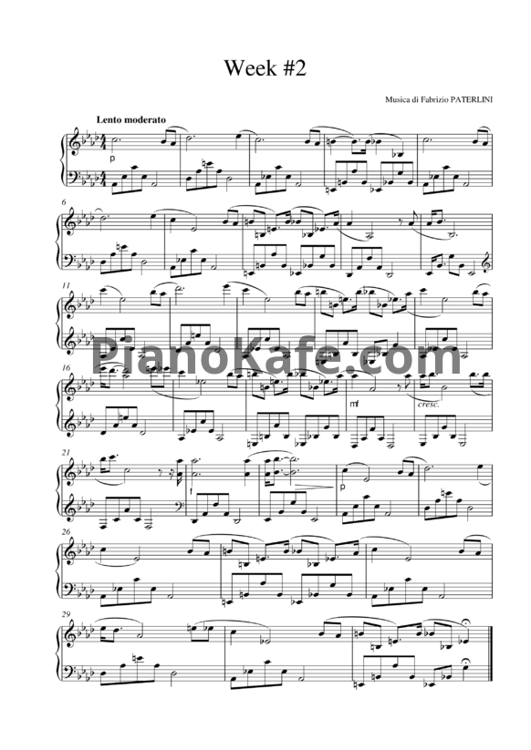 Ноты Fabrizio Paterlini - Week #2 - PianoKafe.com