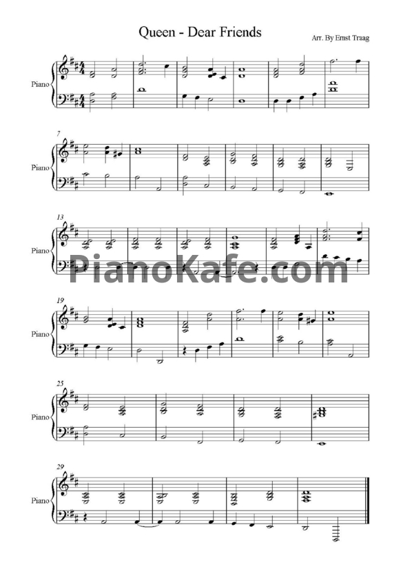 Ноты Queen - Dear friends - PianoKafe.com
