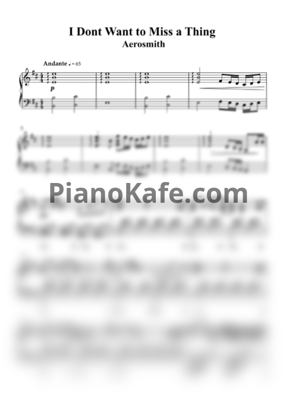 Ноты Aerosmith - I don't want to miss a thing (Версия 2) - PianoKafe.com