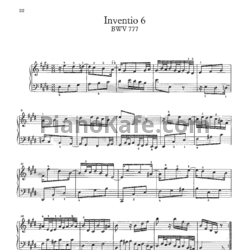 Ноты И. Бах - Инвенция №6 (BWV 777) - предпросмотр