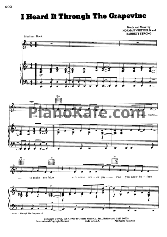Ноты Marvin Gaye - I heard it through the grapevine - PianoKafe.com