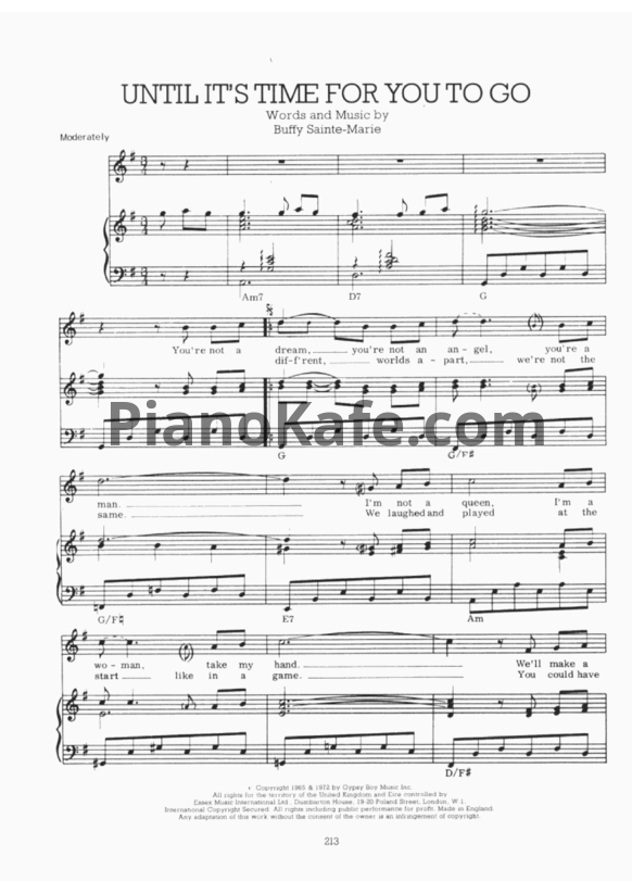 Ноты Elvis Presley - Until it's time for you to go - PianoKafe.com