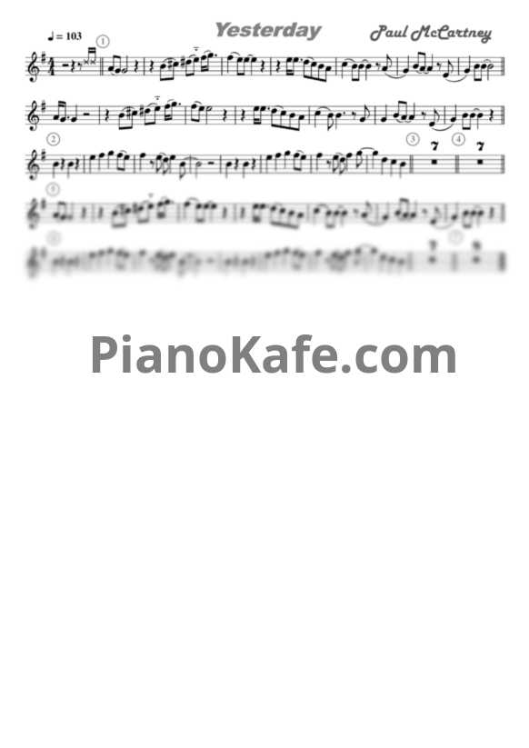 Ноты The Beatles - Yesterday. Viva La Panda  GdSAX(+1) - PianoKafe.com