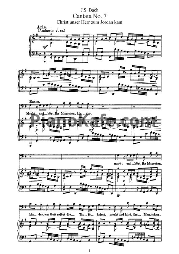 Ноты И. Бах - Кантата №7 "Christ unser Herr zum Jordan kam" (BWV 7) - PianoKafe.com