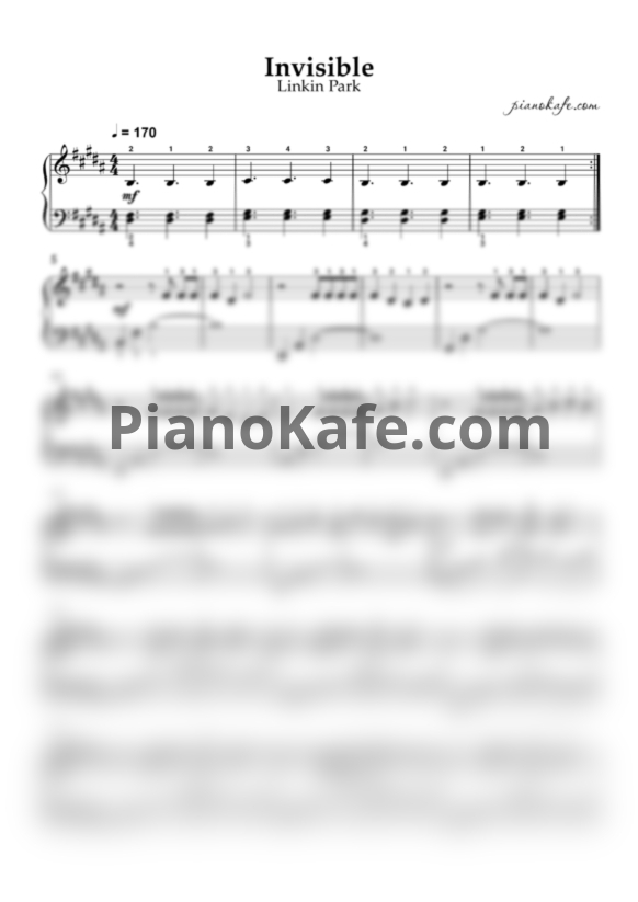Ноты Linkin Park - Invisible (Acoustic) - PianoKafe.com