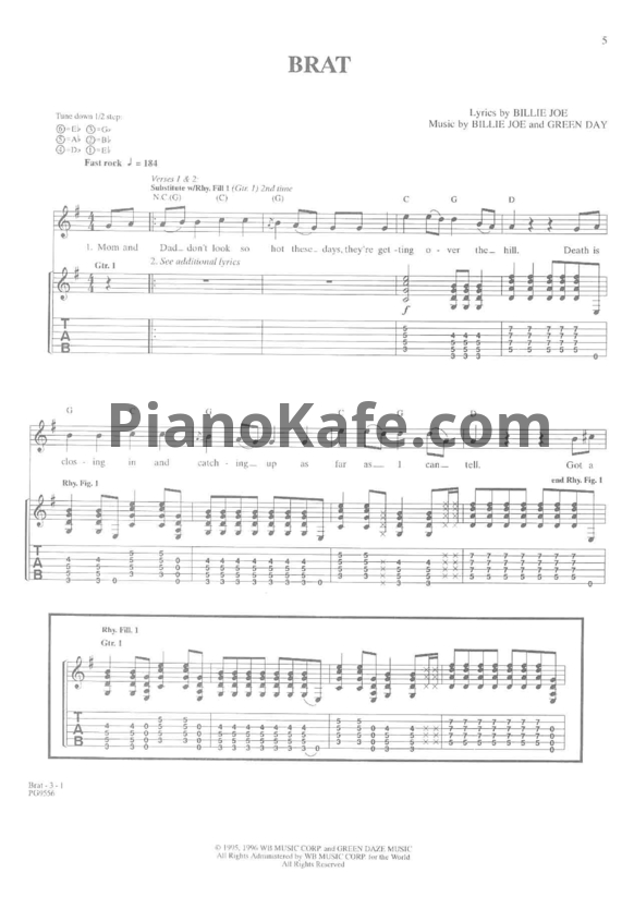 Ноты Green Day - Insomniac (Книга нот) - PianoKafe.com