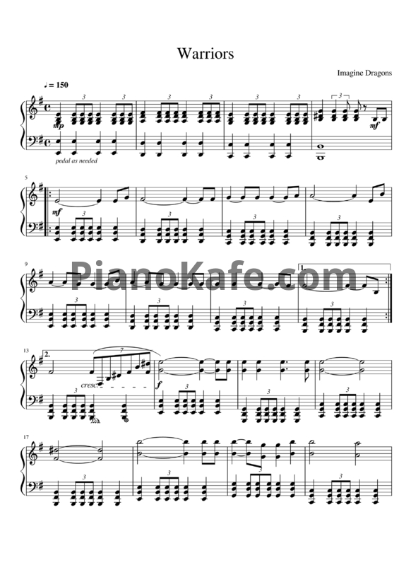 Ноты Imagine Dragons - Warriors - PianoKafe.com