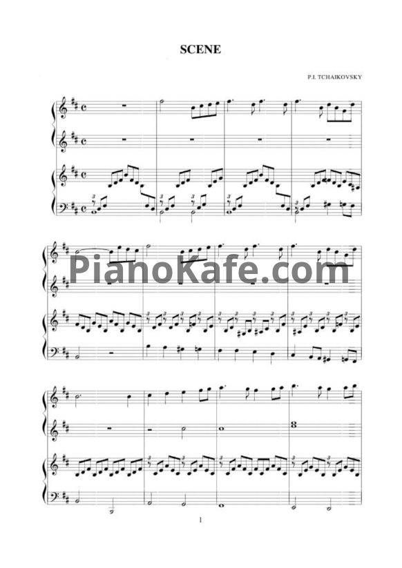 Ноты П. Чайковский - Сцена (для 2 фортепиано) - PianoKafe.com
