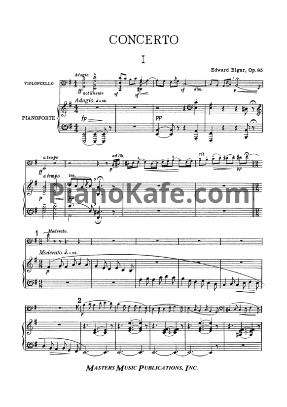 Ноты Эдуард Элгар - Концерт для виолончели с оркестром (Op. 85) - PianoKafe.com