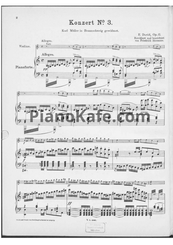 Ноты Ф. Давид - Концерт для скрипки №3 (Op. 17) - PianoKafe.com
