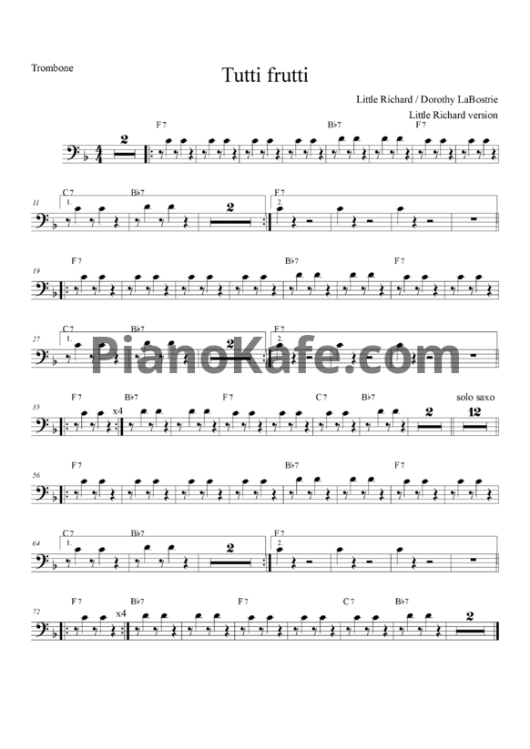 Ноты Little Richard - Tutti Frutti - PianoKafe.com
