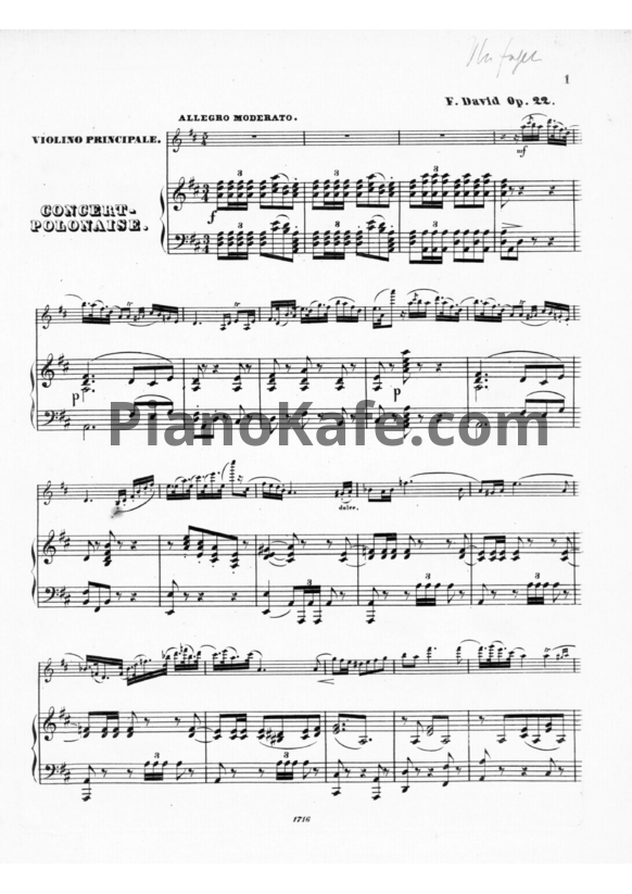 Ноты Ф. Давид - Concert-Polonaise (Op. 22) - PianoKafe.com