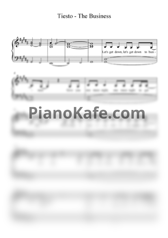 Ноты Tiesto - The business - PianoKafe.com