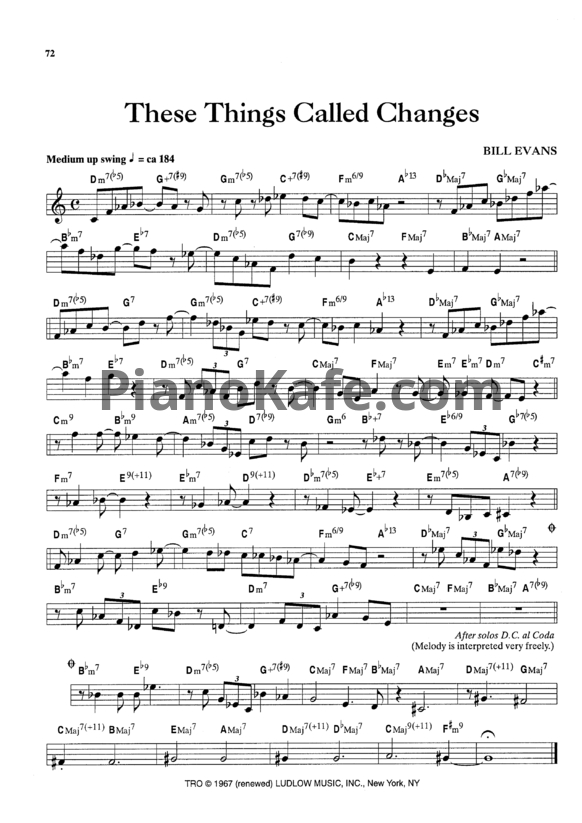 Ноты Bill Evans - These thing's called changes - PianoKafe.com