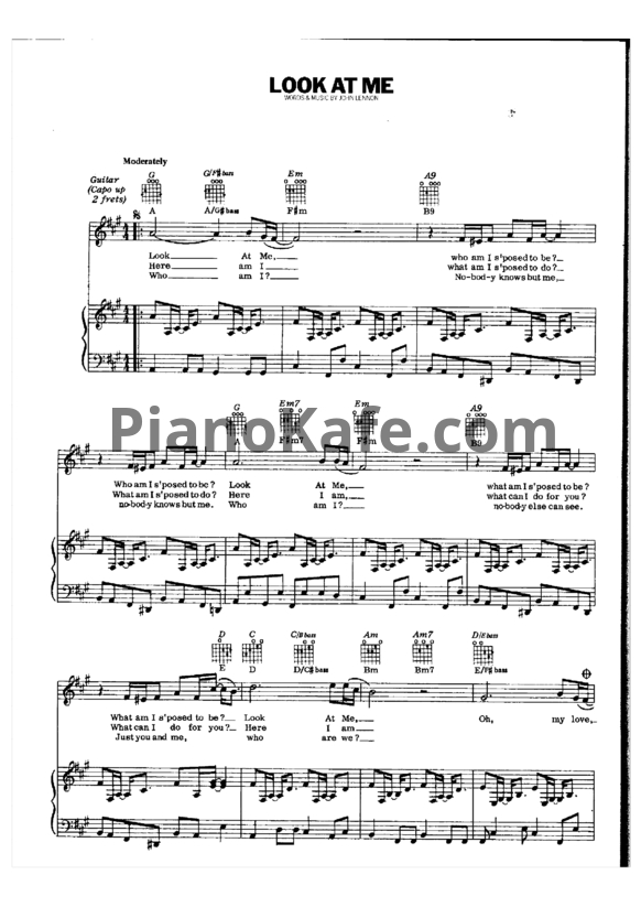Ноты John Lennon - Look at me - PianoKafe.com