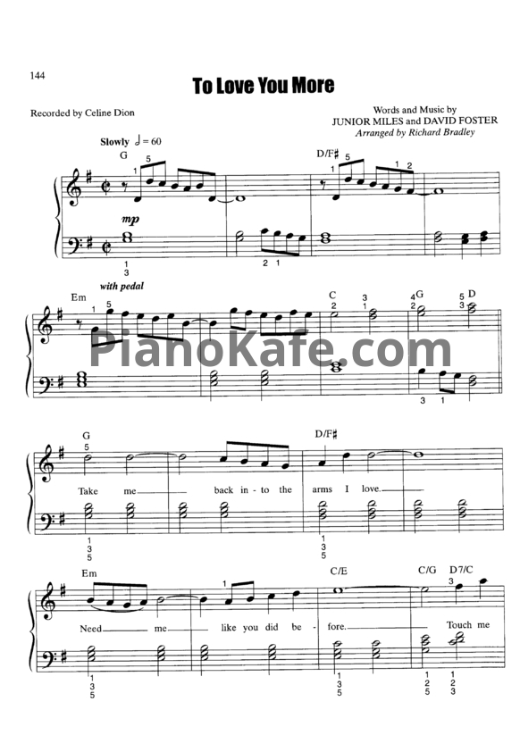 Ноты Celine Dion - To love you more - PianoKafe.com