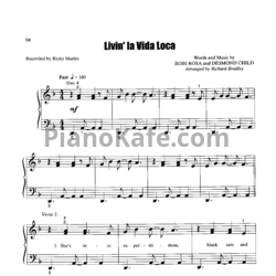 Ноты Ricky Martin - Livin' la vida loca (Piano solo) - предпросмотр
