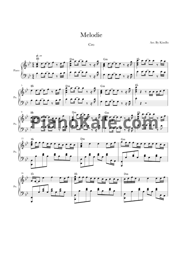 Ноты Cro - Melodie - PianoKafe.com