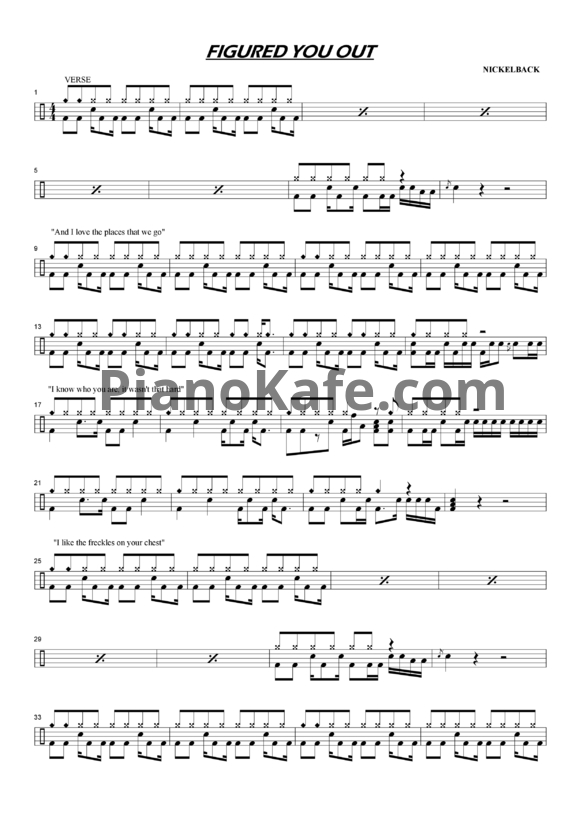 Ноты Nickelback - Figured you out - PianoKafe.com