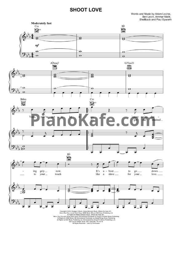 Ноты Maroon 5 - Shoot love - PianoKafe.com