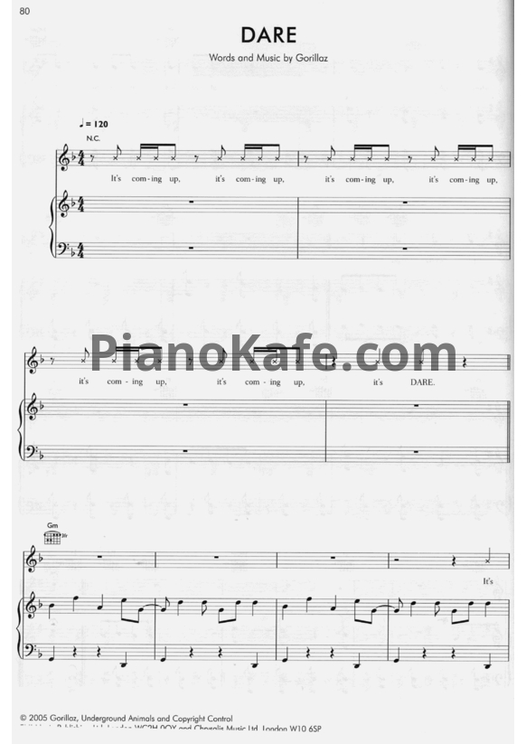 Ноты Gorillaz - Dare - PianoKafe.com