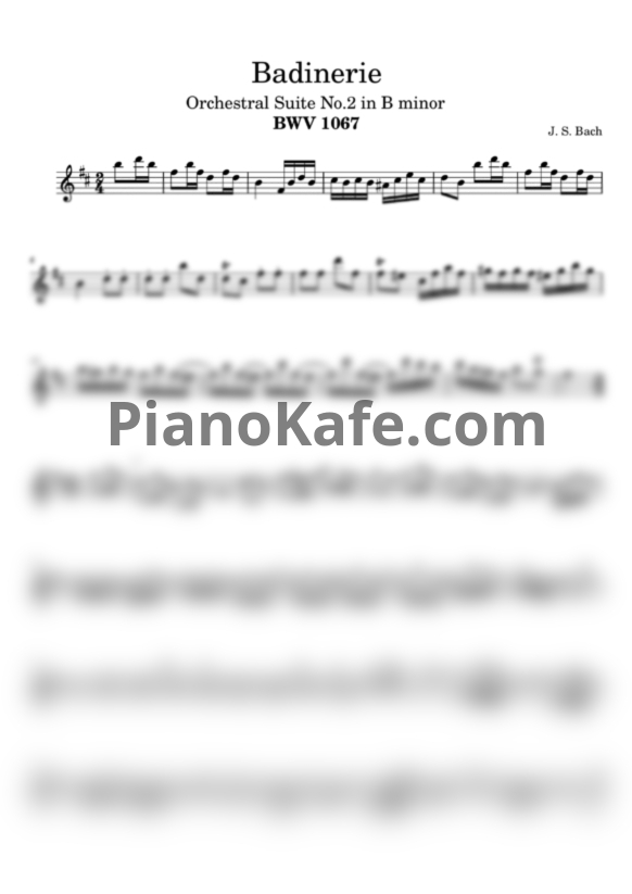 Ноты И. Бах - Badinerie (Шутка) - PianoKafe.com