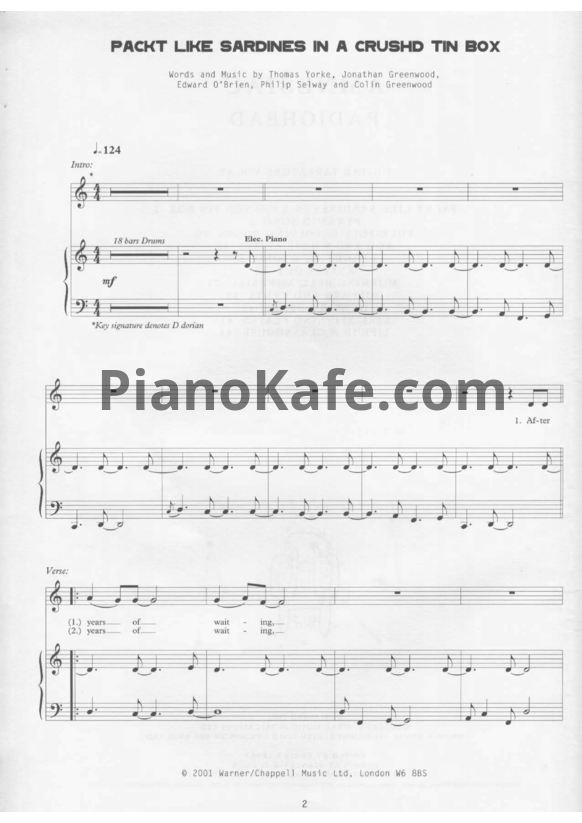 Ноты Radiohead - Amnesiac (Книга нот) - PianoKafe.com
